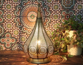 Lampada da tavolo orientale Monza in effetto oro antico Lampada da comodino 2 in 1 in stile marocchino Lampada da terra Lanterna Lanterna natalizia | IRL610