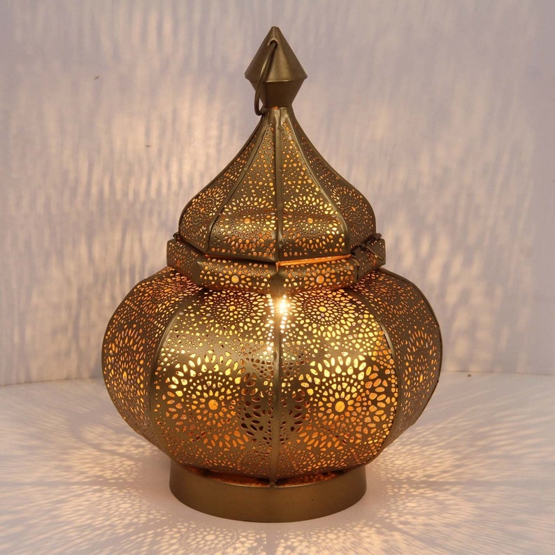 Orientalische Tischlampe Gohar Höhe 30cm in Gold E14 Fassung Weihnachten Nachttischlampe marokkanische Bodenleuchte Ramadan Eid Lampe LN2090 画像 7