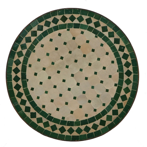 Table d'appoint en mosaïque marocaine Ø 45 cm terre cuite verte ronde hauteur 50 cm table de jardin table de canapé table basse table de bistro table de balcon MT2995