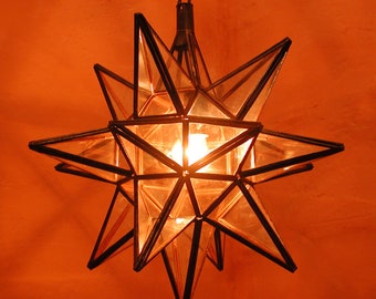 Lampada a sospensione marocchina Nasima Trasparente in ferro e vetro a forma di stella Lampada natalizia orientale Lampada a stella di 1001 notti L1377