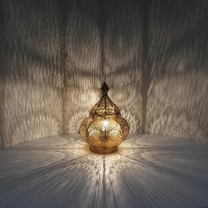 Lámpara de mesa oriental Gohar altura 30 cm en oro casquillo E14 Lámpara de noche navideña Lámpara de pie marroquí Lámpara Ramadán Eid LN2090 imagen 2