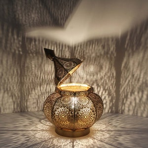 Orientalische Tischlampe Gohar Höhe 30cm in Gold E14 Fassung Weihnachten Nachttischlampe marokkanische Bodenleuchte Ramadan Eid Lampe LN2090 画像 6