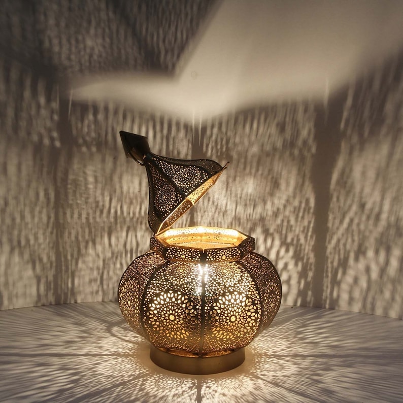 Lámpara de mesa oriental Gohar altura 30 cm en oro casquillo E14 Lámpara de noche navideña Lámpara de pie marroquí Lámpara Ramadán Eid LN2090 imagen 6