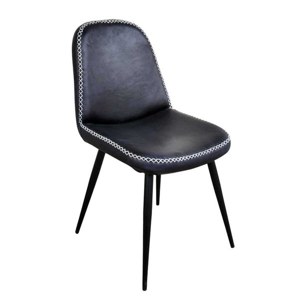 Silla de comedor de cuero Federico en marrón negro silla tapizada de cuero real con patas cónicas silla de comedor silla retro de mediados de siglo