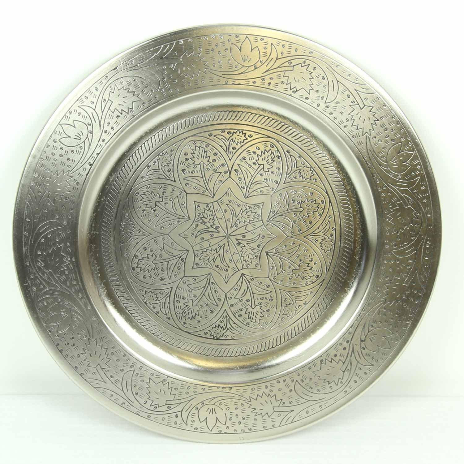 binden Nodig uit Springen Marokkaanse dienblad Hoyam Ø 40 cm ronde metalen zilveren - Etsy Nederland