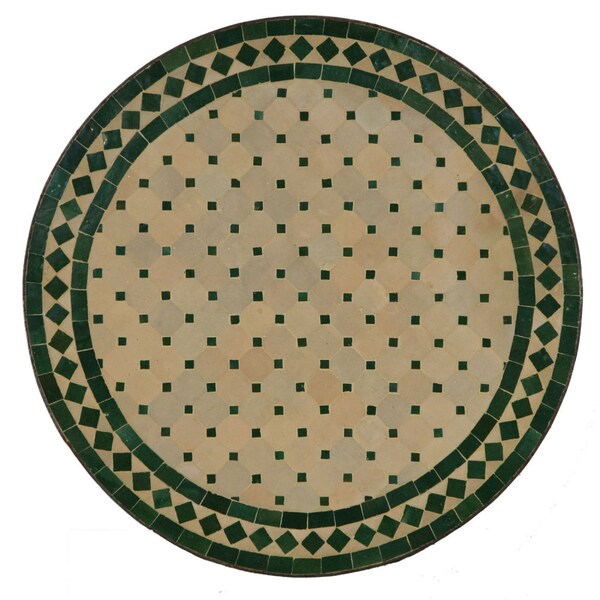 Mediterrane tuintafel mozaïektafel Ø 60 cm rond groen terracotta hoogte 73 cm Marokko bistrotafel mozaïek bijzettafel balkontafel | MT2027