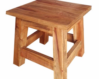 Teakholz Hocker Aurora stabiler Holzhocker aus Recycling Holz Sitzhocker klein Schemel NUA033