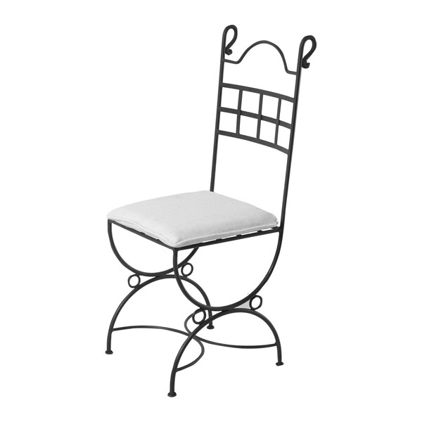 Nabil Chaise en fer forgé avec finition rouille en fer Chaise marocaine en fer Chaise de jardin Chaise de salle à manger pour terrasse balcon jardin MO4104