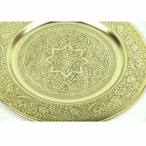 Vassoio da tè orientale Nermin 30 cm rotondo oro Vassoio decorativo marocchino Vassoio da portata Boho Idea regalo Ramadan TTB305G immagine 3