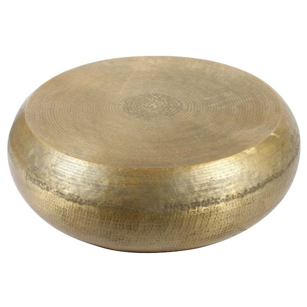 Table basse Oriental XXL Safaga Gold Ø98cm table de canapé ronde en aluminium martelé Boho table plate martelée moderne martelée TSV8020