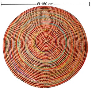 Tapis en jute Tamani coloré en jute et coton tissé à la main tapis boho chic coloré dans les tailles Ø 90 cm, Ø 120 cm, Ø 150 cm tapis naturel image 9
