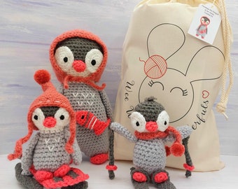 Crochet Kit - Penelope the Penguin and her chicks Crochet Craft Kit