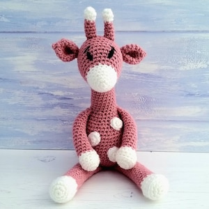 Crochet Kit Aimee the Giraffe Luxury Crochet Kit. Complete Beginner Kit with Video Tutorials to teach you step by step how to make her Pink & White Alice