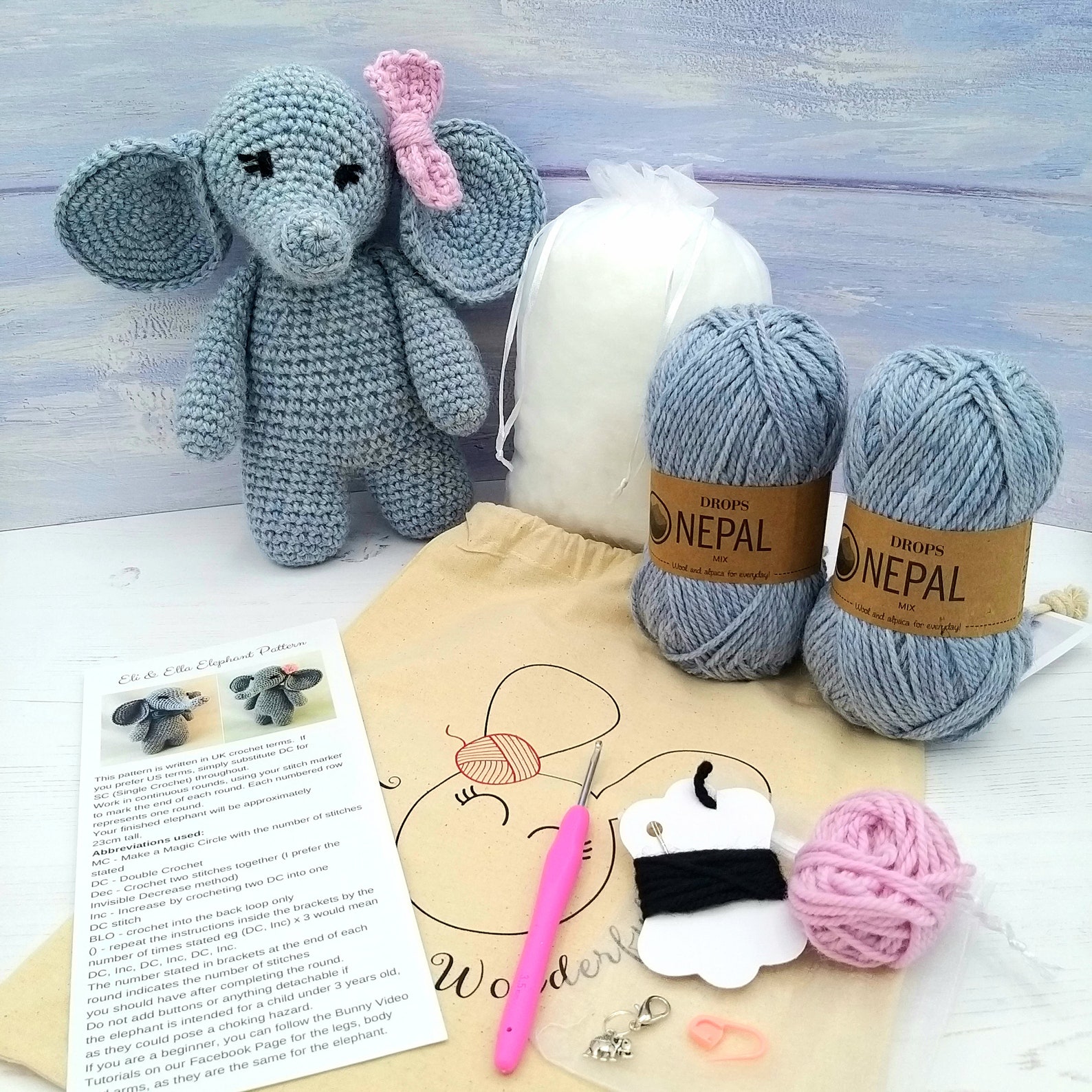 Ella the Elephant Crochet Kit Luxury Wool & Alpaca Crochet - Etsy