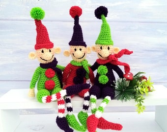 Christmas Elves Crochet Pattern - Cute Amigurumi Toy Elf Pattern PDF Download