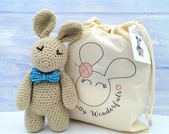 Arthur Bunny-haakpakket voor beginners, leren haken, schattig amigurumipatroon, haakpakket