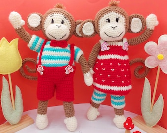 Archie & Gracie the Monkeys Crochet Pattern - Cute Amigurumi Pattern PDF Download