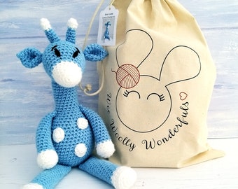 Crochet Kit - Blue Albert the Giraffe Luxury Crochet Kit - Complete Beginner Kit with step by Step Video Tutorials