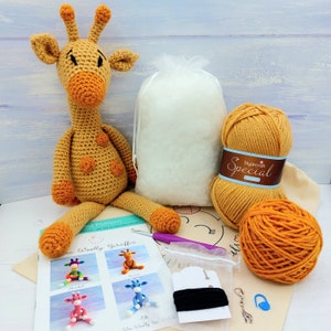 Crochet Kit Aimee the Giraffe Luxury Crochet Kit. Complete Beginner Kit with Video Tutorials to teach you step by step how to make her image 4