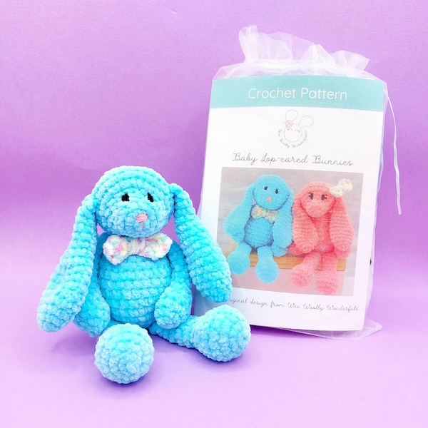 Mini kit de crochet para bebé conejito de orejas caídas