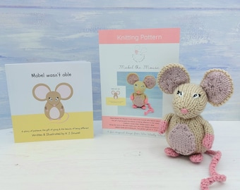 Mabel the Mouse Knitting Kit, Pattern and Book bundles - children's book and character pattern