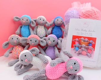 Crochet Kit - Baby Lambs Crochet Kit - Amigurumi Easter Lambs Pattern