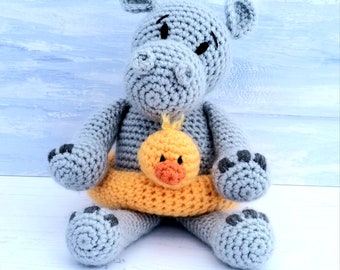 Henry the Hippo Crochet Pattern - Cute Amigurumi Toy Hippo Pattern PDF Download