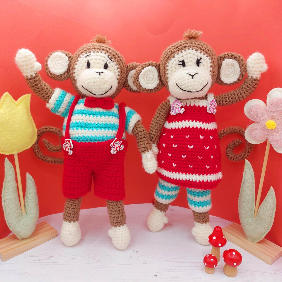 Archie & Gracie the Monkeys Crochet Amigurumi DIY Craft Kits - Etsy