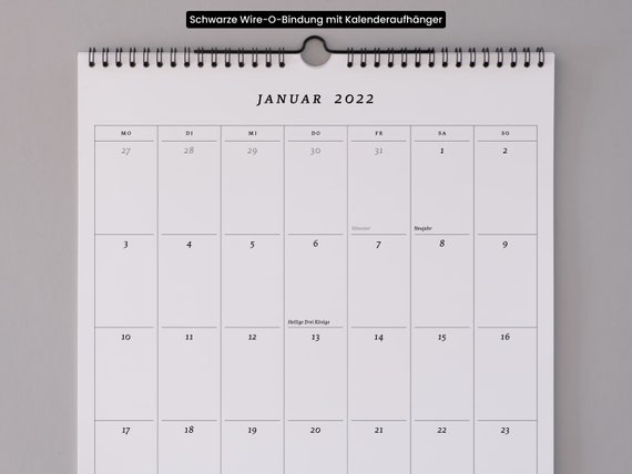 Wandkalender Event DIN A4 2022 Deutsch Grau 