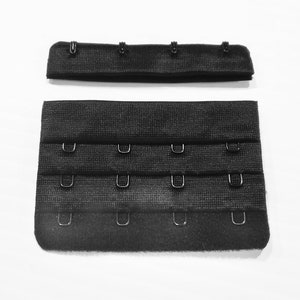 Bra Closure, 7.5 cm Hook and Eyes, 4 hooks and 3 rows, sew-in Black color, Lingerie supplies.