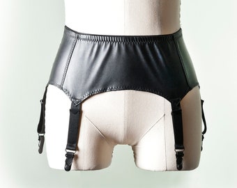 Faux Leather Garter Belt: Handmade 6-Strap Suspender Belt