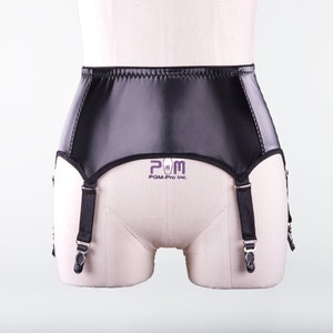 Velvet vinyl Garter Belt / Suspender Belt with 6 Straps and 6 Clips for Stockings.