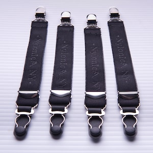 Detachable Stocking Suspenders: Adjustable Garter Straps, Silver Hardware (Set of 4)