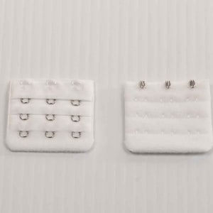 Bra Extenders, 2&quot; 1/4 wide, Extension 3 hook, Hook and Eyes, 3 rows, 1 Pair, 2 extenders, White color, Lingerie supplies.