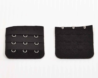 Black Bra Extenders: 3 Hook, 3 Row, 2&quot; Wide (1 Pair)