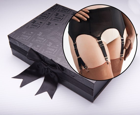 lacy garter belt Nylon Power Mesh Garter Belt: Retro 6-strap Suspender Belt