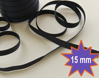 Black Satin Plush Elastic: Bra Making Supplies, 5/8&quot; Wide
