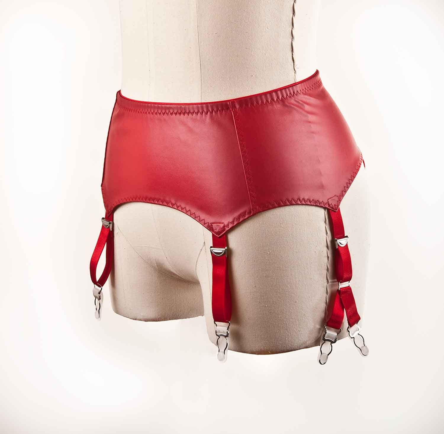 Red Color Faux Leather Garter Belt / Suspender Belt With 6 Etsy UK