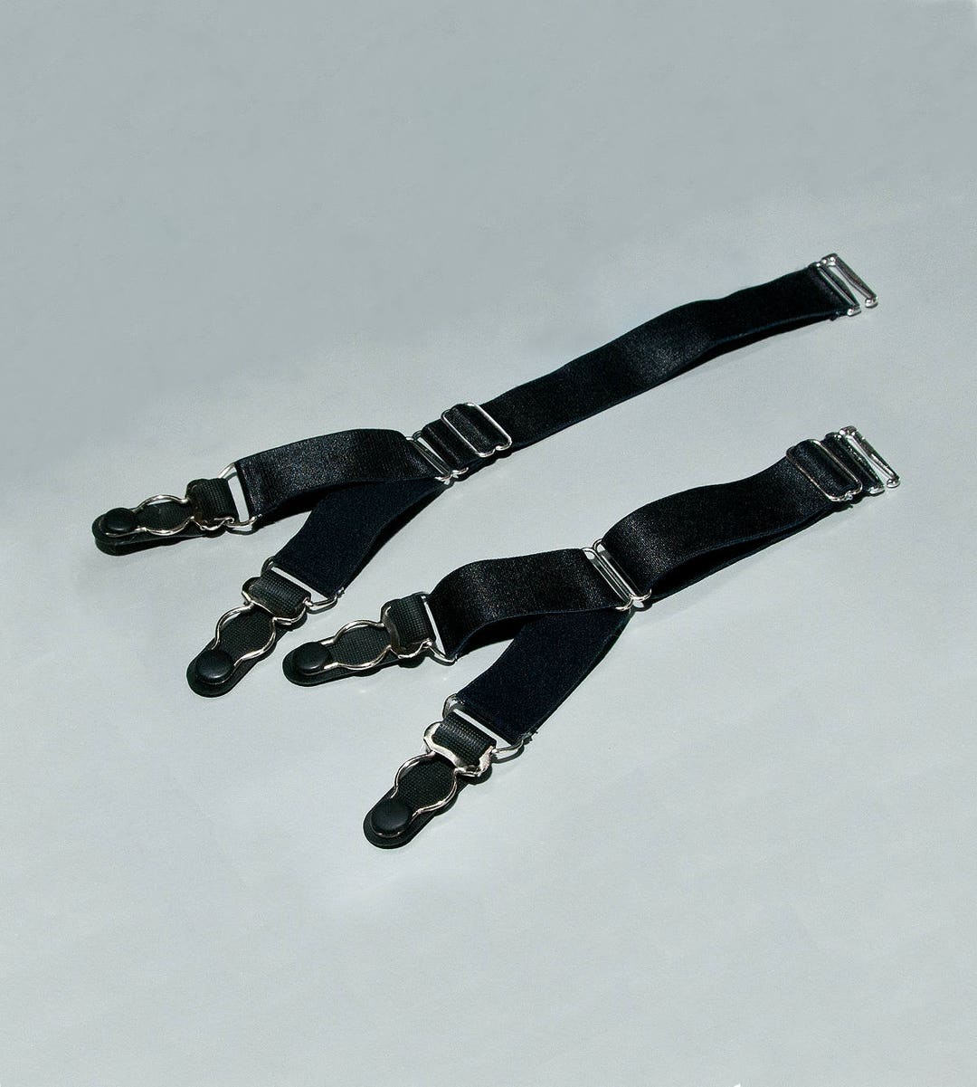 Black Satin Detachable Garters: Adjustable Stocking Clips, Set of 2 - Etsy