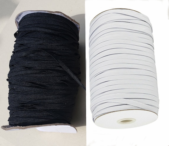 Flat ELASTIC 3/16 Inch Black and White Color 5 Mm Elastic for Sewing Face  Mask Band, Knit Cord Cut in Yards 