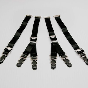 Detachable Satin Garters with Stocking Clips: Adjustable Y & I Shape