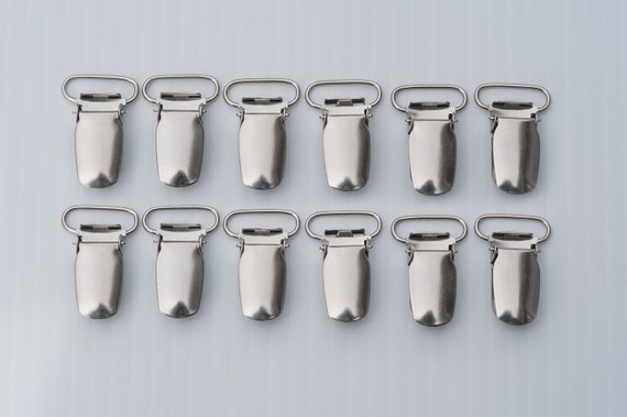12 or 24 Suspender Clips, Steel Suspender Clips, Silver ID Card Clips, Belt  Clips, Garters Clips. 