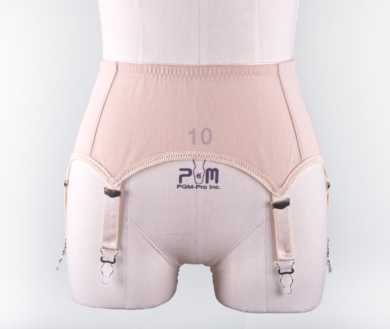 Sand Color Power Mesh Garter Belt / Suspender Belt With 6 Straps and Clips  for Stockings