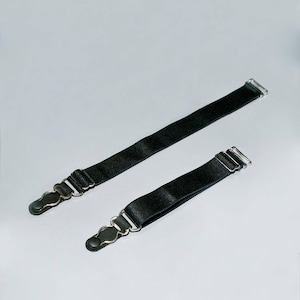 Detachable Suspenders, garters with stockings clips, Satin elastic adjustable garters, 1 Pair, Metal Clips, corset garters, Black color.