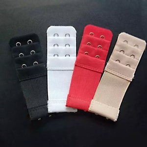 Bra Extender with elastic, Extension 2 hook, Hook and Eyes, 2 rows, 1 extender,  4 colors, Lingerie supplies.