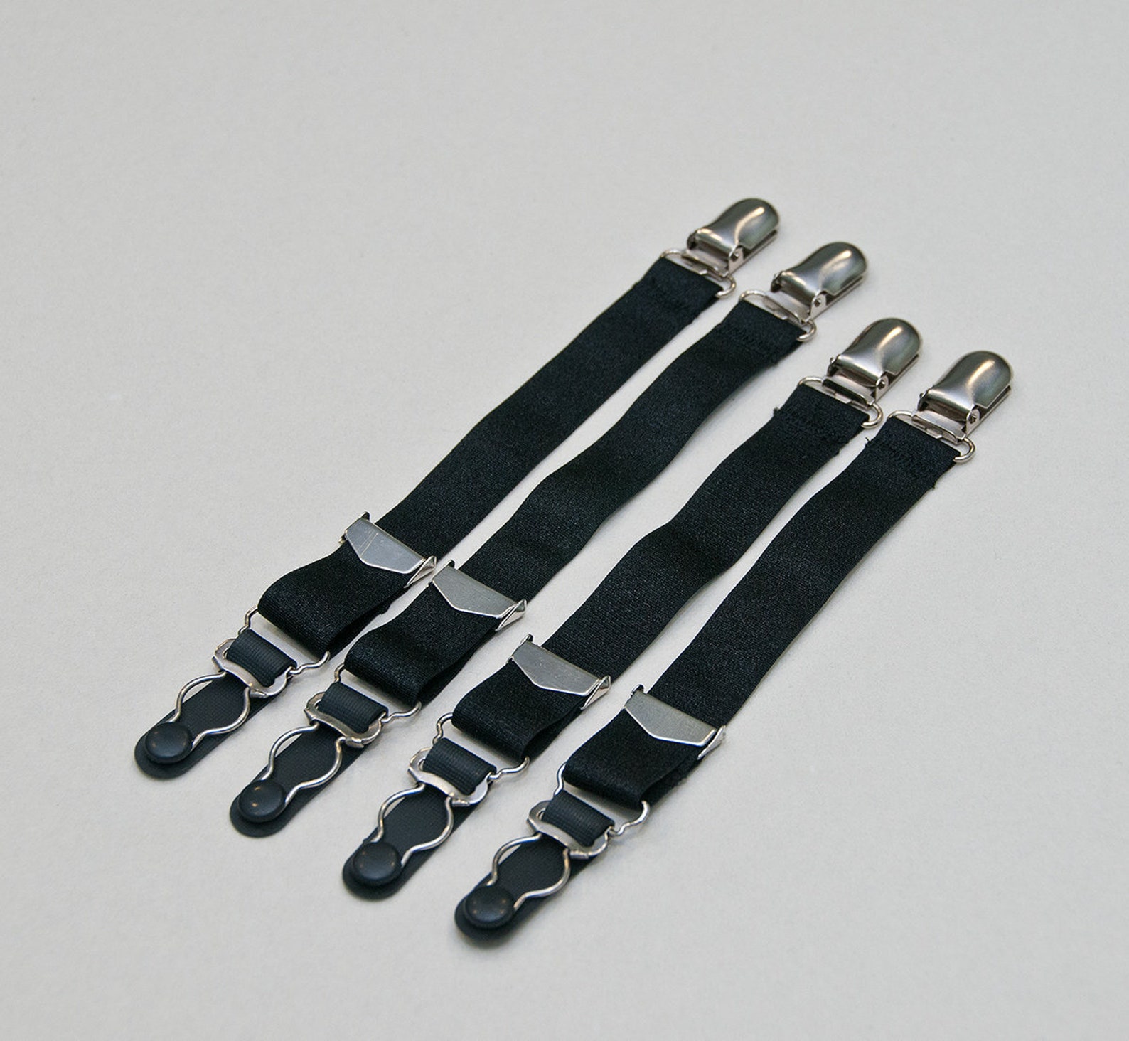 Black Detachable Suspenders Set of 4 Stockings Clips Garter Etsy