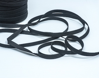 Black Flat Elastic Cord: 12mm DIY Bra Supplies, Latex Free - 5 Yards