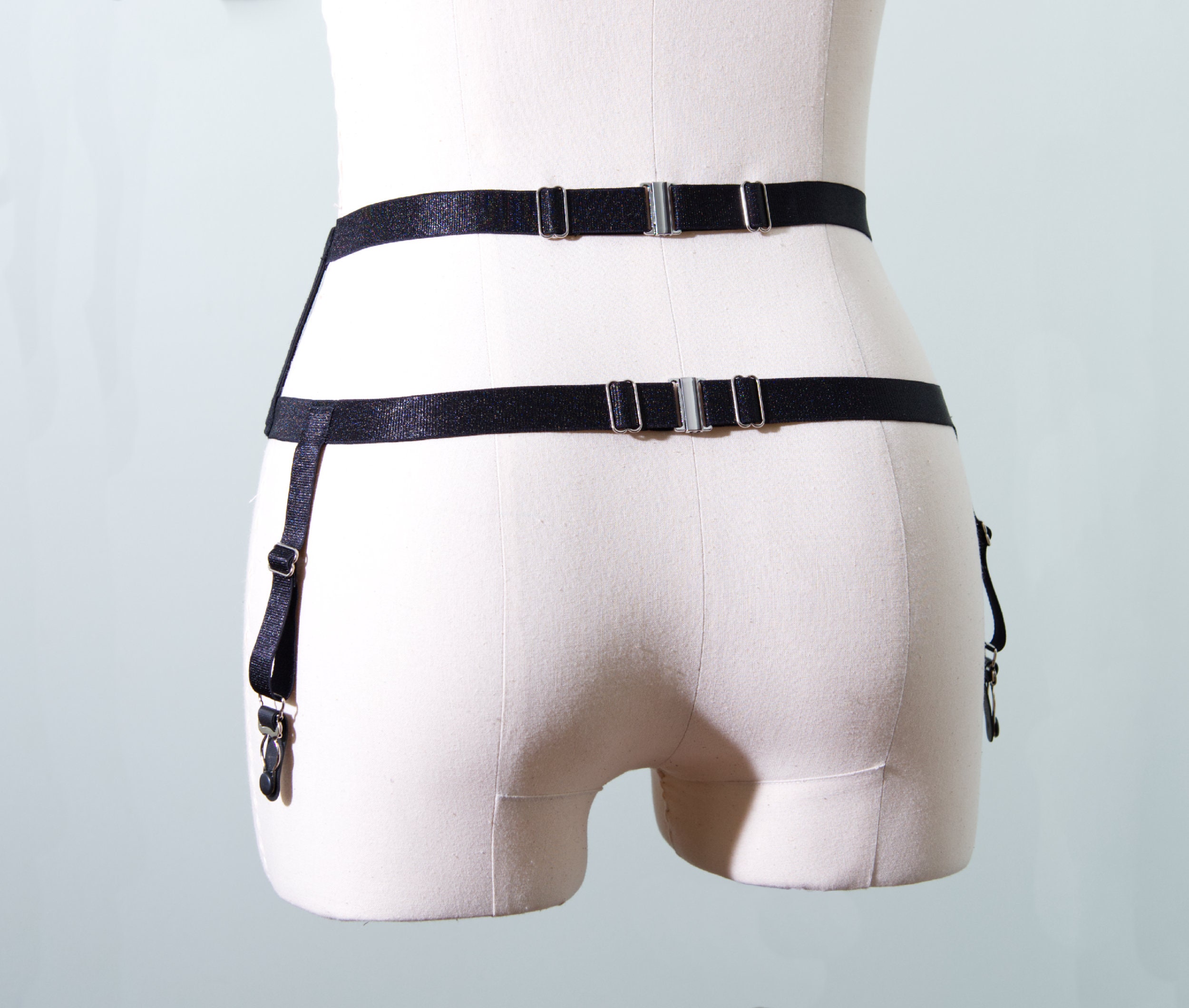 Shine Elastic Garter Belt Wide Elastic Straps and Back Etsy