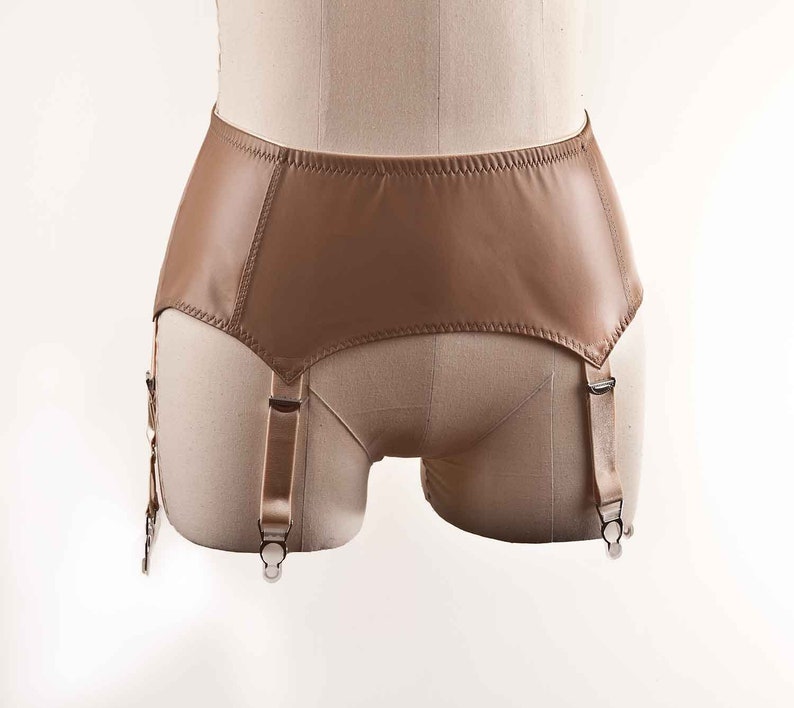 Tan color Faux Leather Garter Belt / Suspender Belt with 6