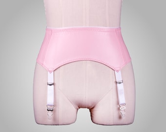 Handmade Light Pink Faux Leather Garter Belt: S-M, 24"-26" Waist